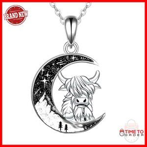 925 Sterling Silver Crescent Moon Pendant Necklace Gothic Jewelry Gift